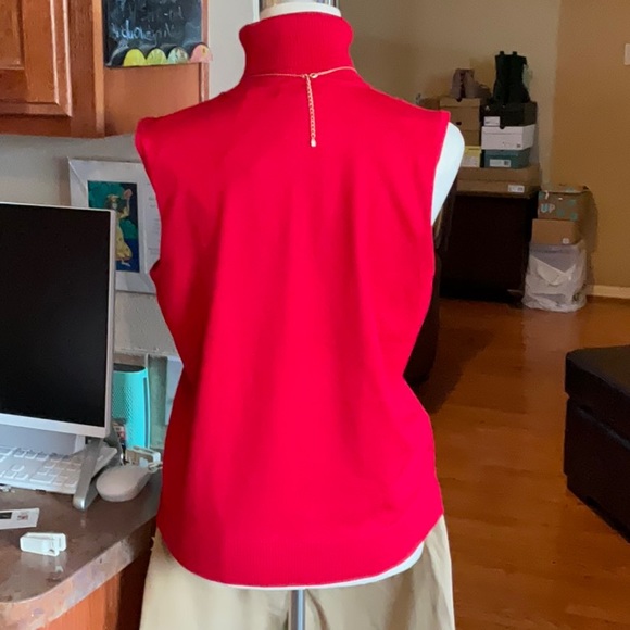 Cable & Gauge Sleeveless Turtleneck in Intense Red Size XL, NWT - Picture 7 of 13
